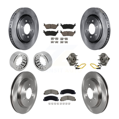 Hub Bearing Disc Brake Rotors And Pads Shoe Front Rear Kit (10Pc) For Ford F-150