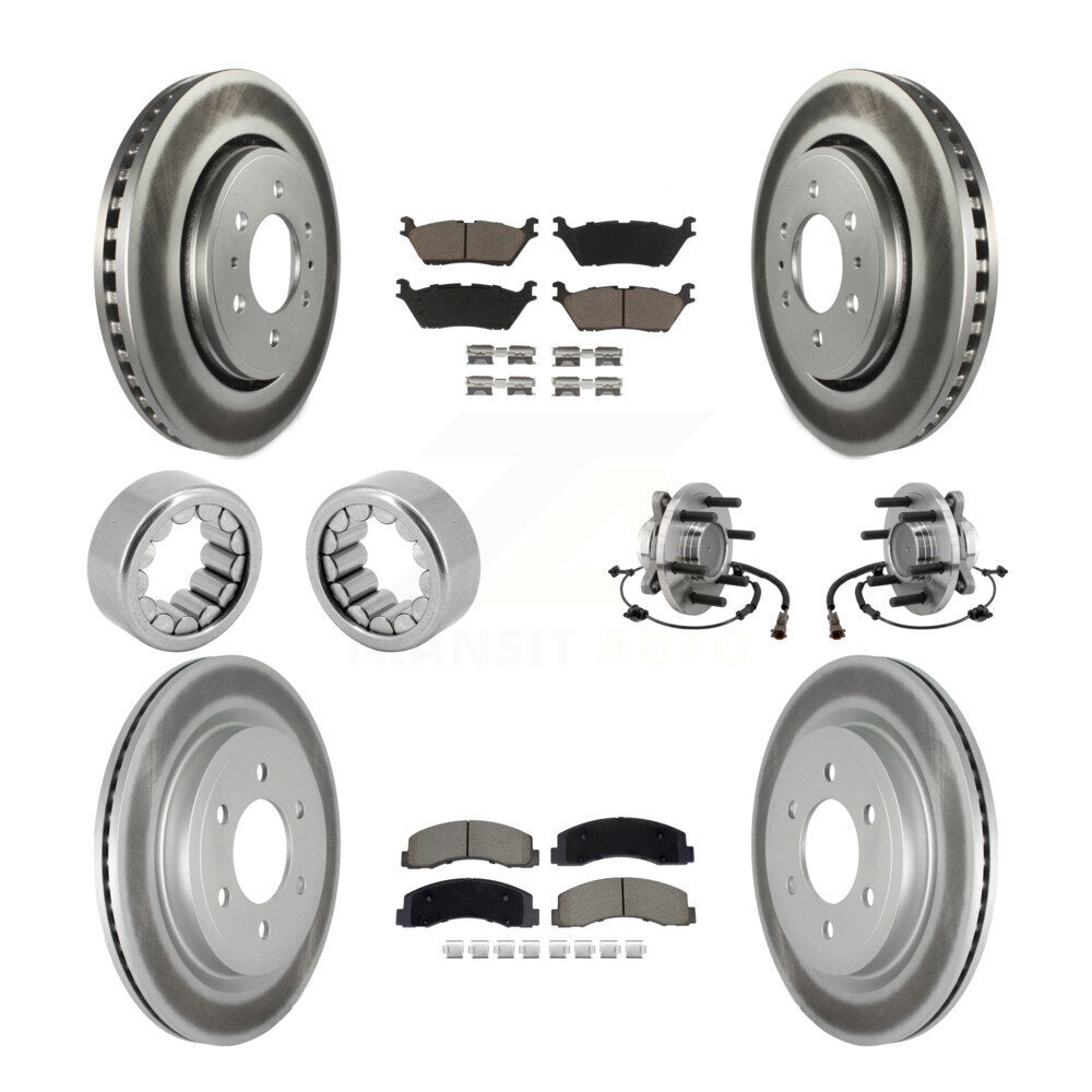 Hub Bearing Coated Brake Rotor Pad Shoe Front Rear Kit (10Pc) For Ford F-150 RWD