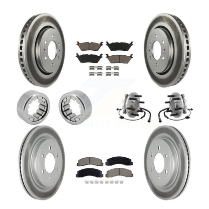 Hub Bearing Coated Brake Rotor Pad Shoe Front Rear Kit (10Pc) For Ford F-150 RWD