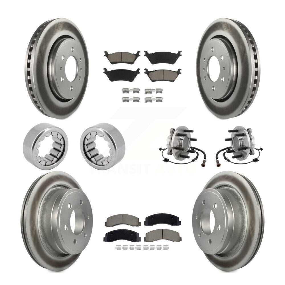 Hub Bearing Coated Brake Rotor Pad Shoe Front Rear Kit (10Pc) For Ford F-150 RWD