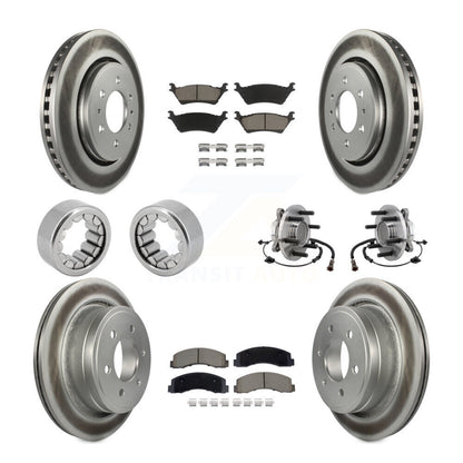 Hub Bearing Coated Brake Rotor Pad Shoe Front Rear Kit (10Pc) For Ford F-150 RWD