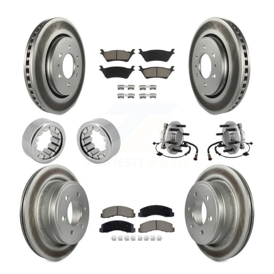 Hub Bearing Coated Brake Rotor Pad Shoe Front Rear Kit (10Pc) For Ford F-150 RWD