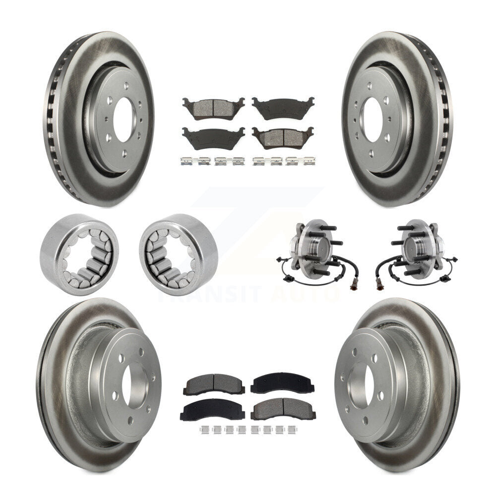 Hub Bearing Coated Brake Rotor Pad Shoe Front Rear Kit (10Pc) For Ford F-150 RWD