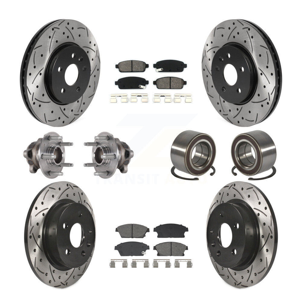Hub Bearing Coat Brake Rotor Pad Front Rear Kit (10Pc) For Buick Encore Trax FWD