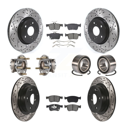 Hub Bearing Coated Disc Brake Rotor & Pad Front Rear Kit (10Pc) For Honda Accord