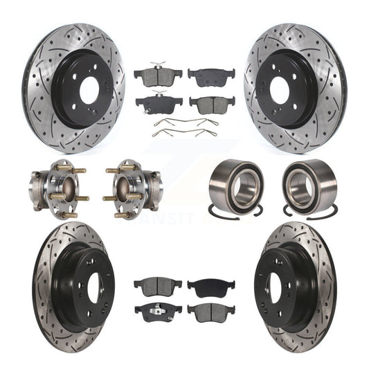 Hub Bearing Coated Disc Brake Rotor & Pad Front Rear Kit (10Pc) For Honda Accord