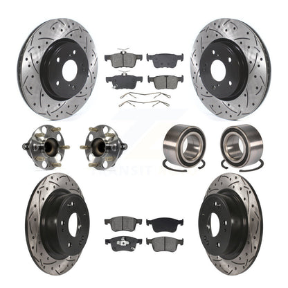 Hub Bearing Coated Disc Brake Rotor & Pad Front Rear Kit (10Pc) For Honda Accord
