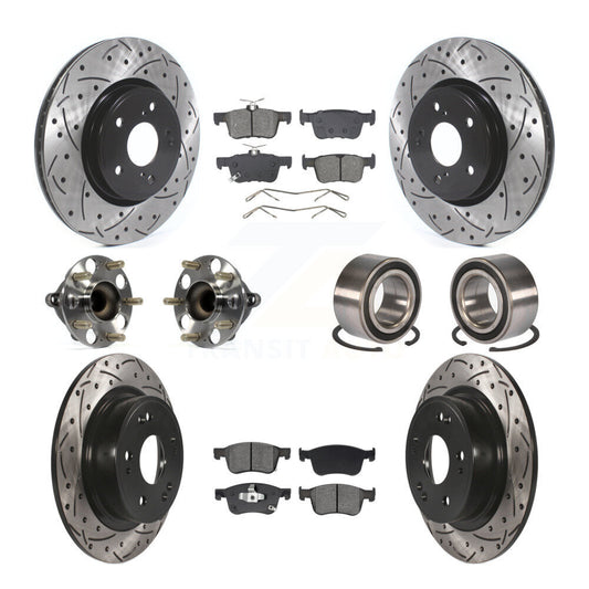 Hub Bearing Coated Disc Brake Rotor & Pad Front Rear Kit (10Pc) For Honda Accord