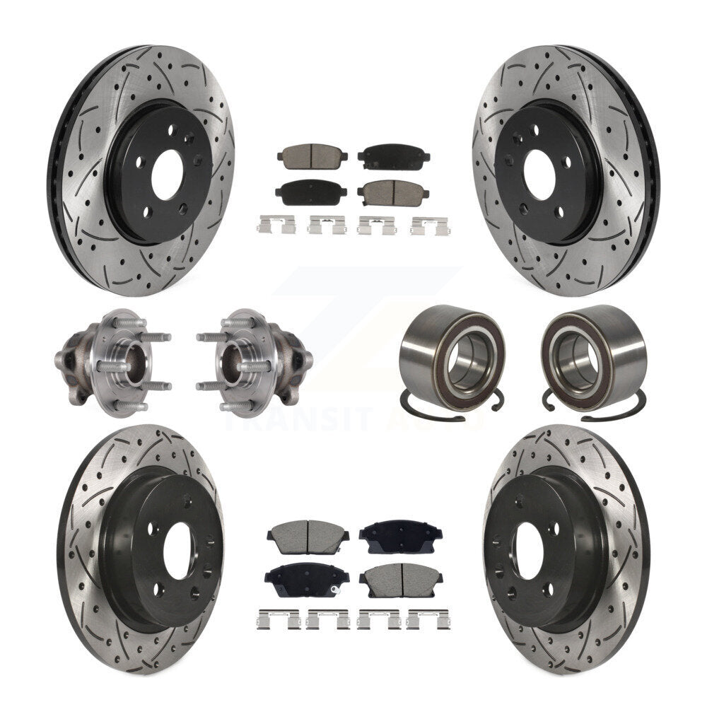 Hub Bearing Coat Brake Rotor Pad Front Rear Kit (10Pc) For Buick Encore Trax FWD