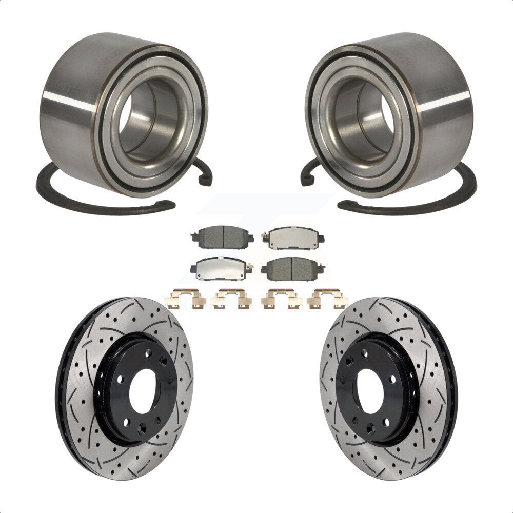Wheel Bearing Coated Drilled Slotted Brake Rotor Pads Front Kit For Nissan Kicks