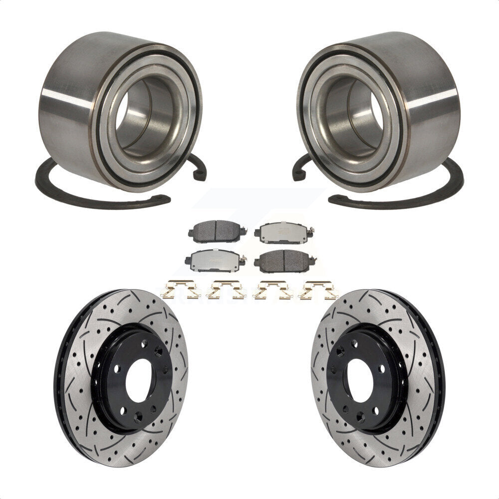 Wheel Bearing Coated Drilled Slotted Brake Rotor Pads Front Kit For Nissan Kicks