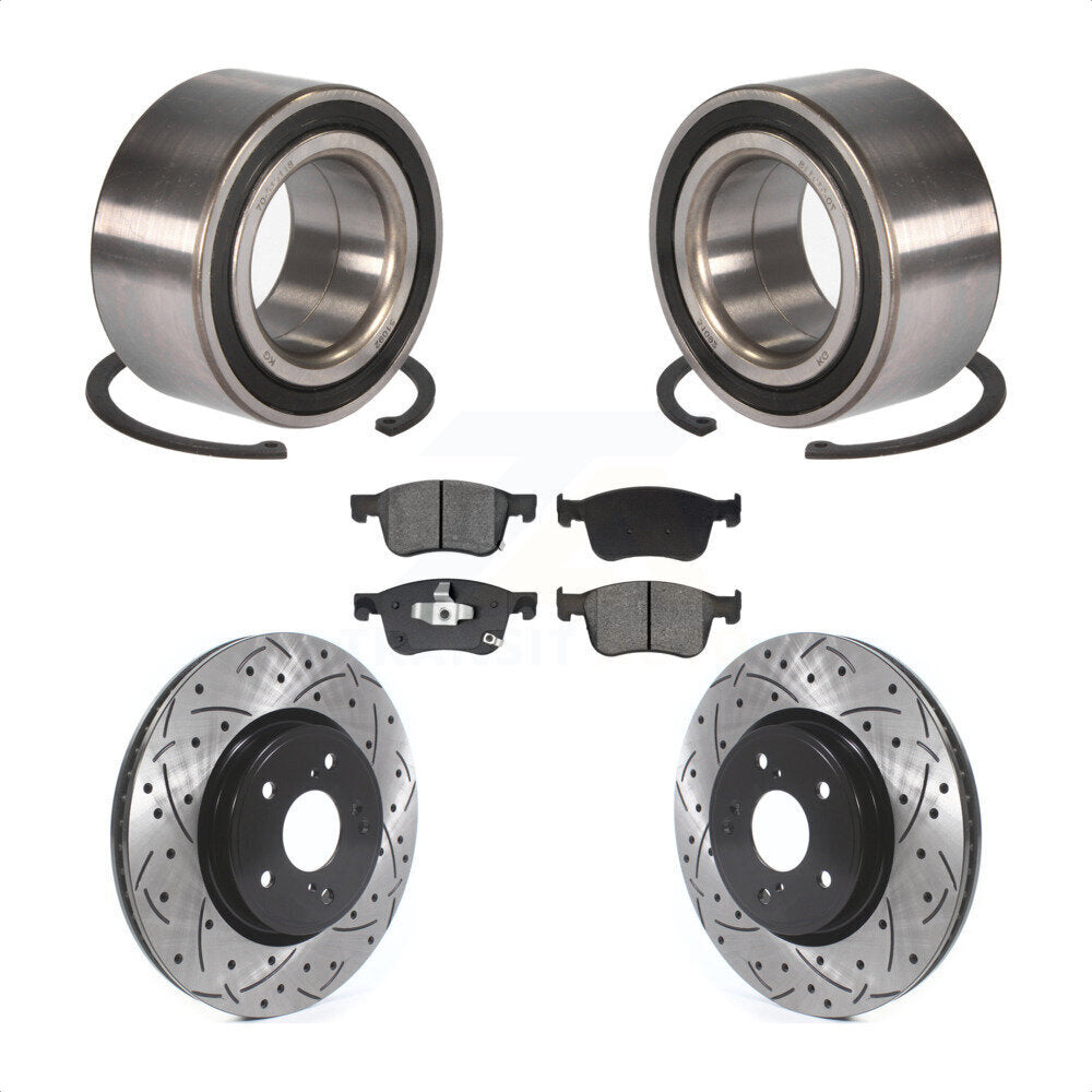 Wheel Bearing Coated Drilled Slotted Brake Rotor Pads Front Kit For Honda Accord