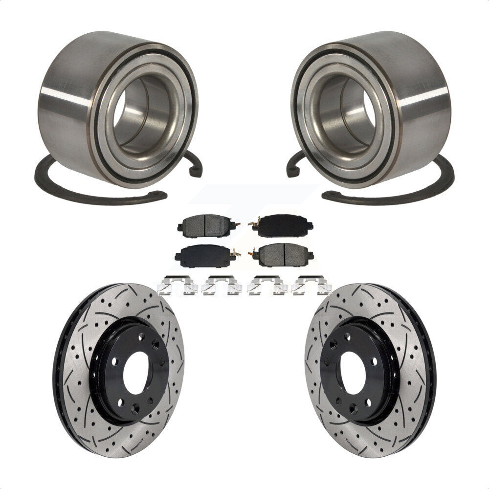 Wheel Bearing Coated Drilled Slotted Brake Rotor Pads Front Kit For Nissan Kicks