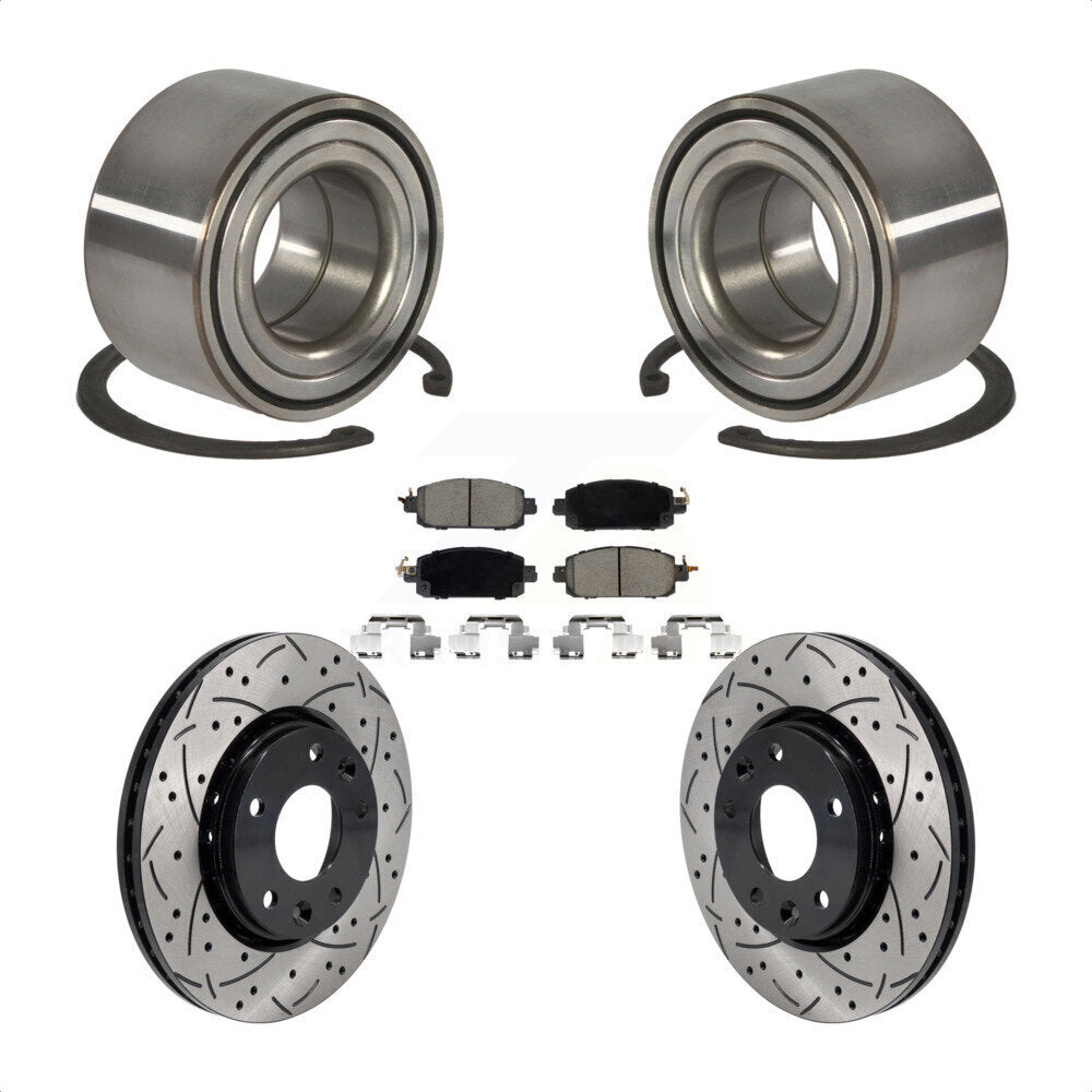 Wheel Bearing Coated Drilled Slotted Brake Rotor Pads Front Kit For Nissan Kicks