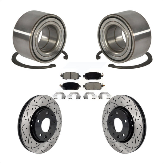 Wheel Bearing Coated Drilled Slotted Brake Rotor Pads Front Kit For Nissan Kicks