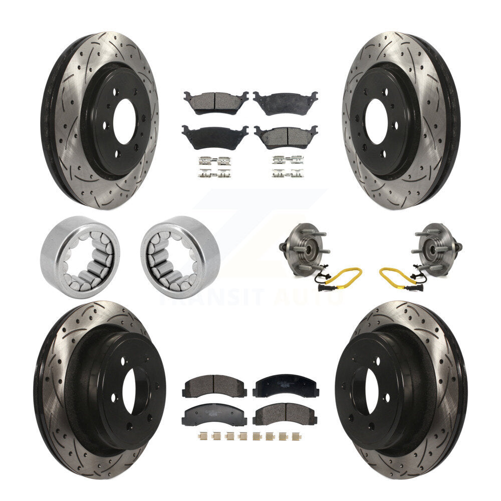Hub Bearing Coated Brake Rotor And Pad Shoe Front Rear Kit (10Pc) For Ford F-150