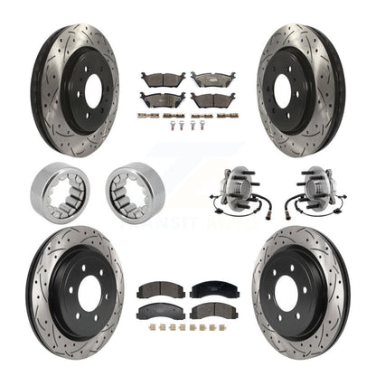 Hub Bearing Coated Brake Rotor Pad Shoe Front Rear Kit (10Pc) For Ford F-150 RWD