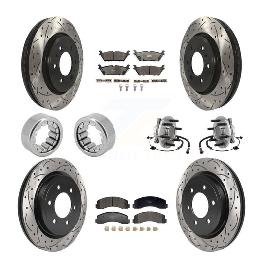 Hub Bearing Coated Brake Rotor Pad Shoe Front Rear Kit (10Pc) For Ford F-150 RWD