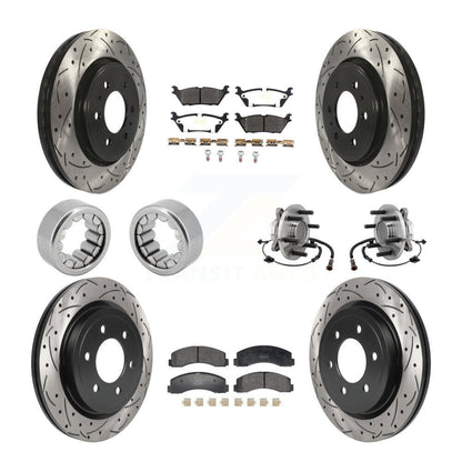 Hub Bearing Coated Brake Rotor Pad Shoe Front Rear Kit (10Pc) For Ford F-150 RWD