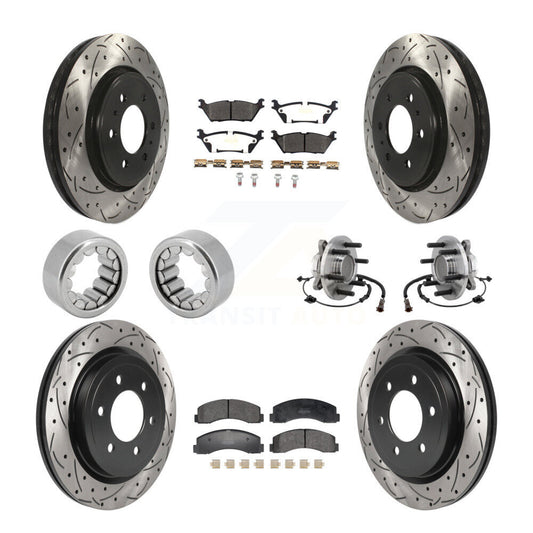 Hub Bearing Coated Brake Rotor Pad Shoe Front Rear Kit (10Pc) For Ford F-150 RWD