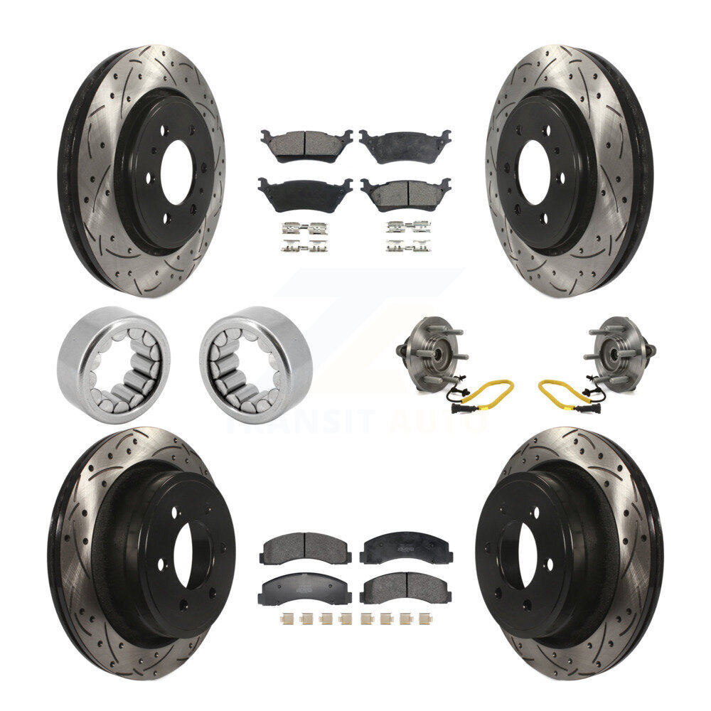 Hub Bearing Coated Brake Rotor And Pad Shoe Front Rear Kit (10Pc) For Ford F-150