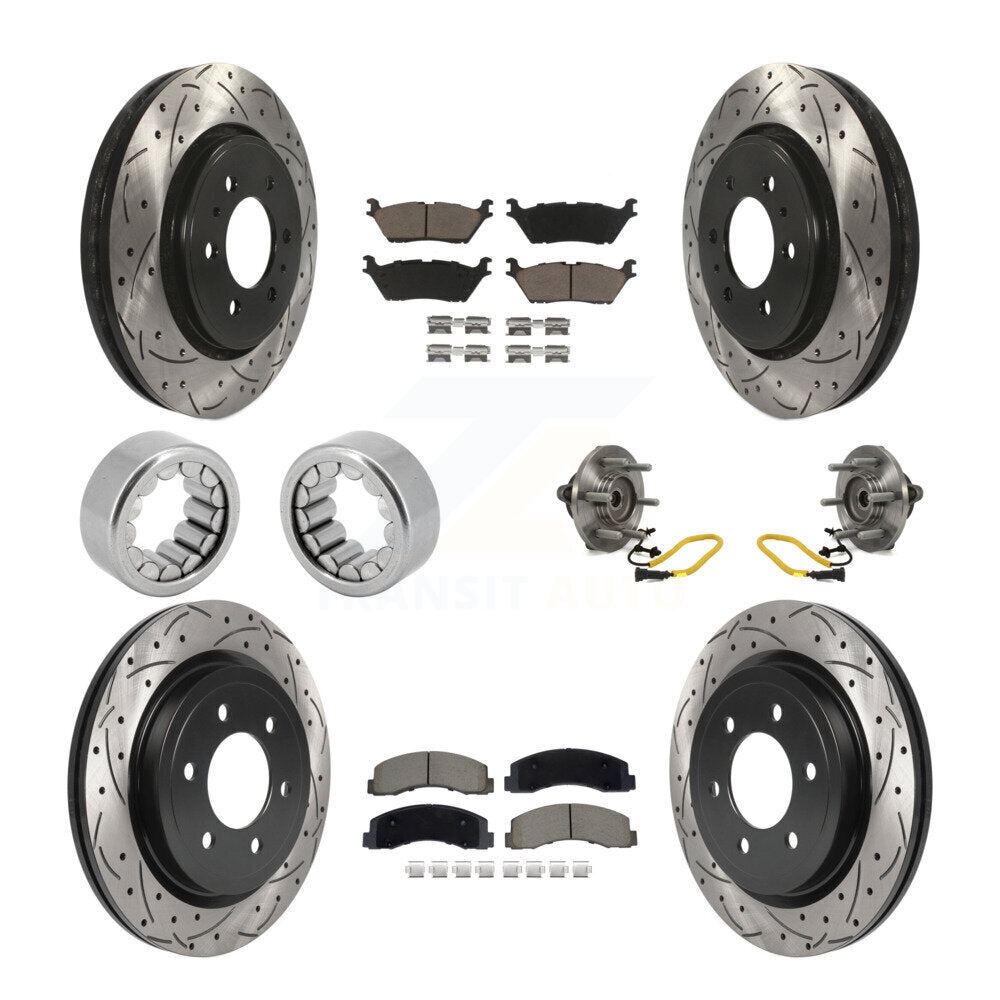Hub Bearing Coated Brake Rotor And Pad Shoe Front Rear Kit (10Pc) For Ford F-150