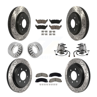 Hub Bearing Coated Brake Rotor Pad Shoe Front Rear Kit (10Pc) For Ford F-150 RWD