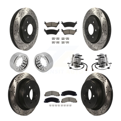Hub Bearing Coated Brake Rotor Pad Shoe Front Rear Kit (10Pc) For Ford F-150 RWD