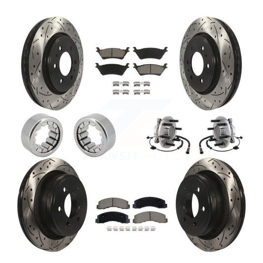 Hub Bearing Coated Brake Rotor Pad Shoe Front Rear Kit (10Pc) For Ford F-150 RWD