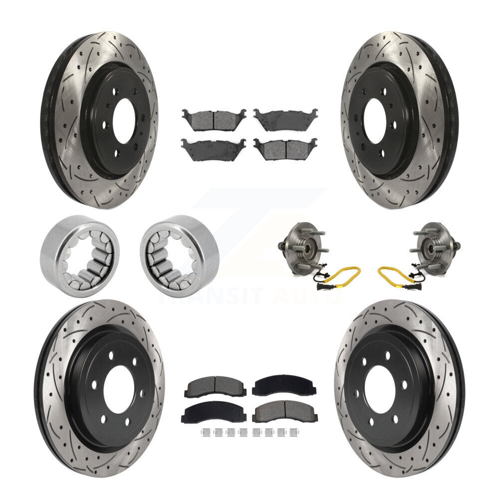 Hub Bearing Coated Brake Rotor And Pad Shoe Front Rear Kit (10Pc) For Ford F-150