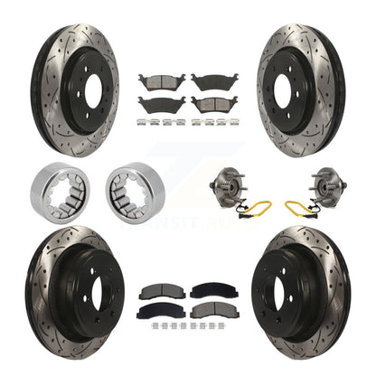 Hub Bearing Coated Brake Rotor And Pad Shoe Front Rear Kit (10Pc) For Ford F-150