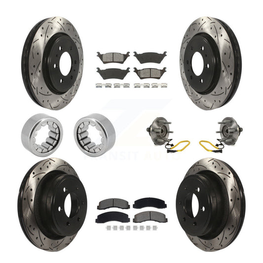 Hub Bearing Coated Brake Rotor And Pad Shoe Front Rear Kit (10Pc) For Ford F-150
