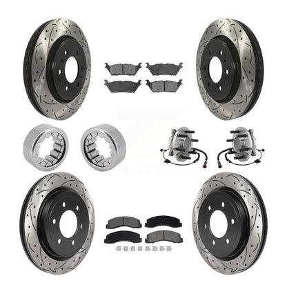 Hub Bearing Coated Brake Rotor Pad Shoe Front Rear Kit (10Pc) For Ford F-150 RWD