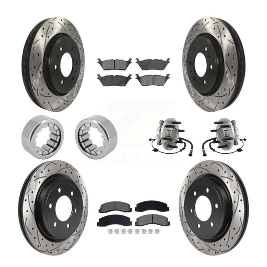 Hub Bearing Coated Brake Rotor Pad Shoe Front Rear Kit (10Pc) For Ford F-150 RWD