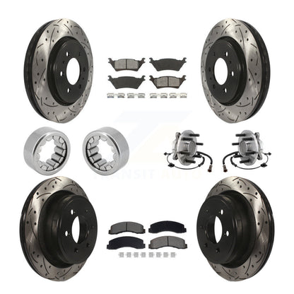 Hub Bearing Coated Brake Rotor Pad Shoe Front Rear Kit (10Pc) For Ford F-150 RWD