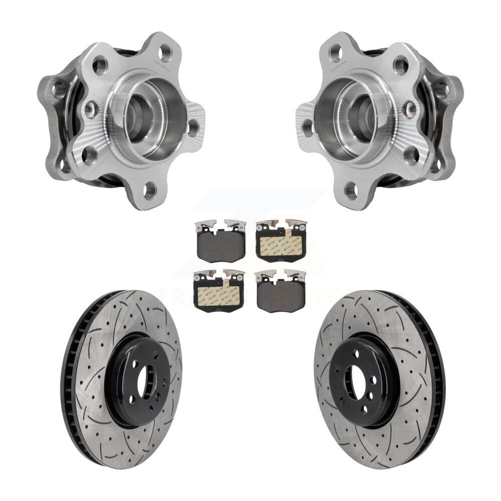 Hub Bearing Drilled Slot Brake Rotor Pad Front Kit For BMW 330i xDrive 530i 330e