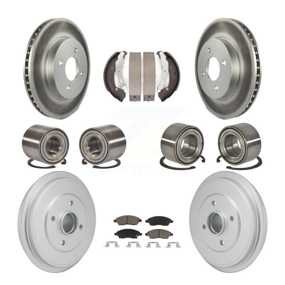 Bearing Coated Brake Rotor Pad Shoe Front Rear Kit (10Pc) For Nissan Micra Versa