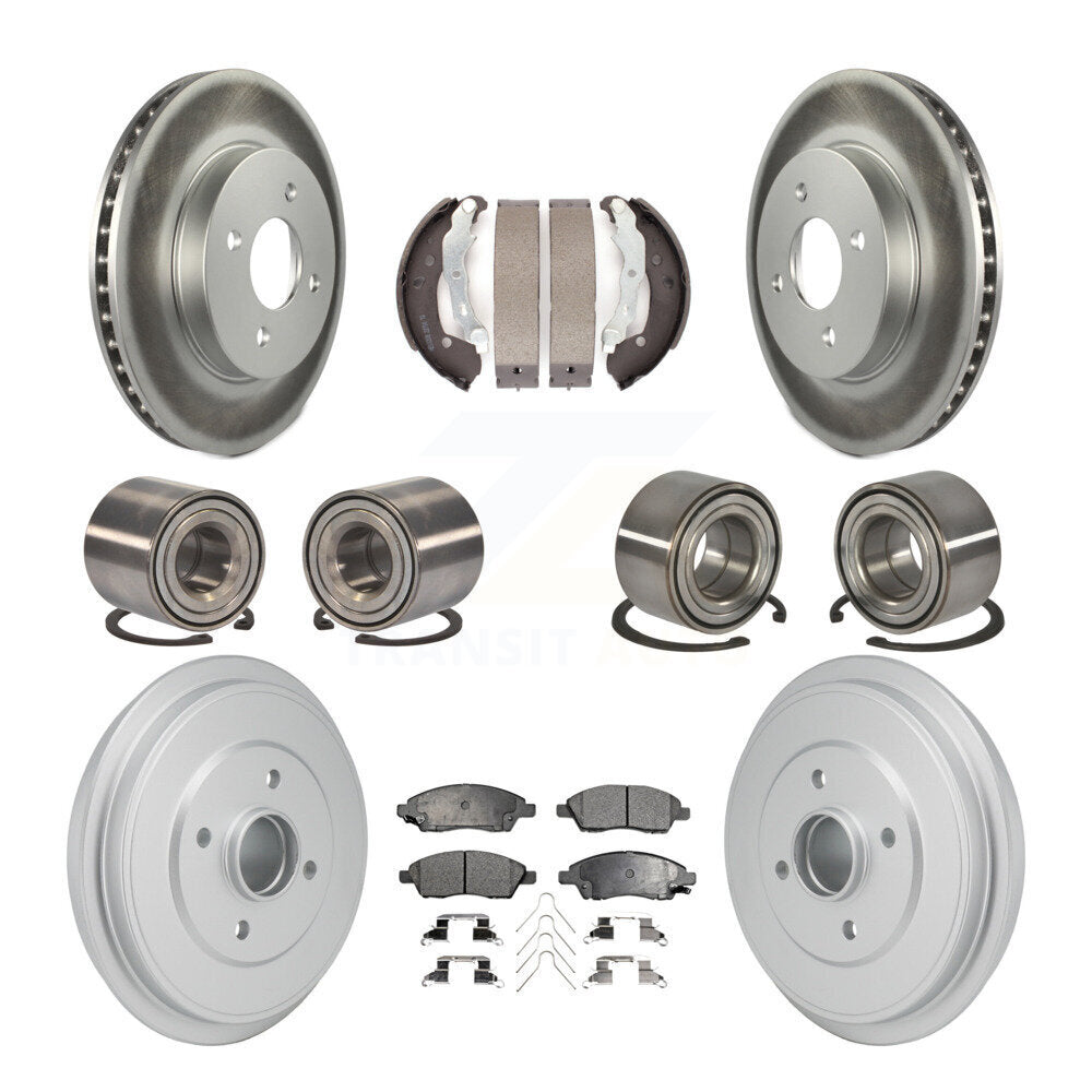 Bearing Coated Brake Rotor Pad Shoe Front Rear Kit (10Pc) For Nissan Micra Versa