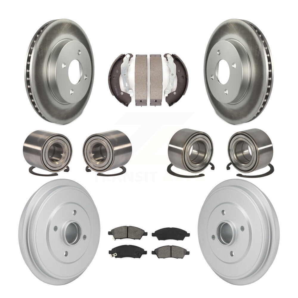 Bearing Coated Brake Rotor Pad Shoe Front Rear Kit (10Pc) For Nissan Micra Versa