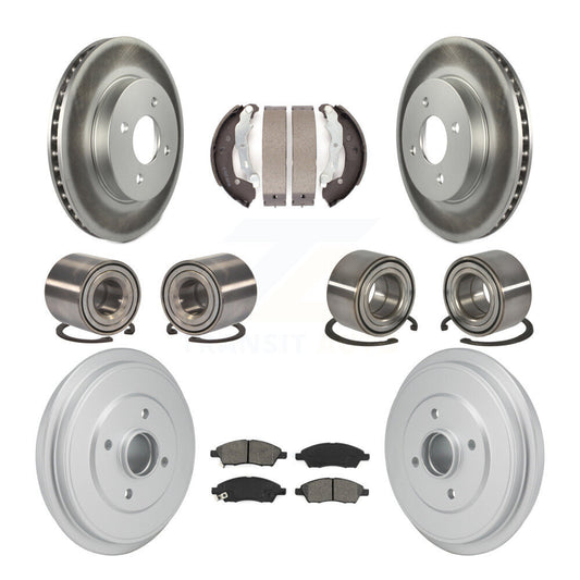 Bearing Coated Brake Rotor Pad Shoe Front Rear Kit (10Pc) For Nissan Micra Versa