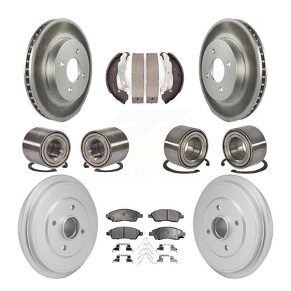 Bearing Coated Brake Rotor Pad Shoe Front Rear Kit (10Pc) For Nissan Micra Versa