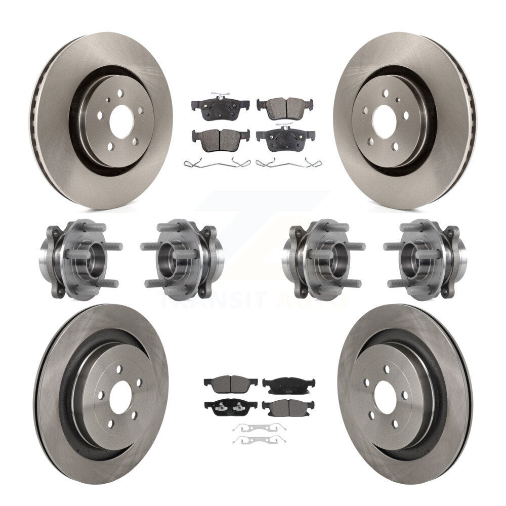 Hub Bearing Brake Rotor Pad Front Rear Kit (10Pc) For 19-23 Lincoln Nautilus AWD