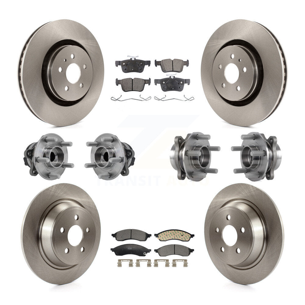 Hub Bearing Brake Rotor Pad Front Rear Kit (10Pc) For 22-23 Lincoln Nautilus FWD