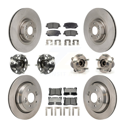 Hub Bearing Brake Rotor & Pads Front Rear Kit (10Pc) For 2012-2016 Hyundai Equus