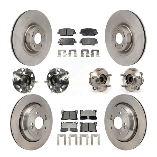 Hub Bearing Brake Rotor & Pads Front Rear Kit (10Pc) For 2012-2016 Hyundai Equus