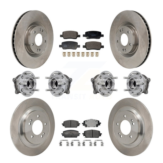 Hub Bearing Brake Rotor And Pad Front Rear Kit (10Pc) For Hyundai Santa Cruz AWD