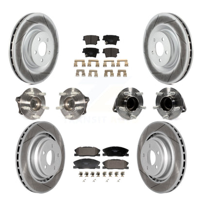 Hub Bearing Coated Disc Brake Rotor Pads Front Rear Kit (10Pc) For Dodge Charger