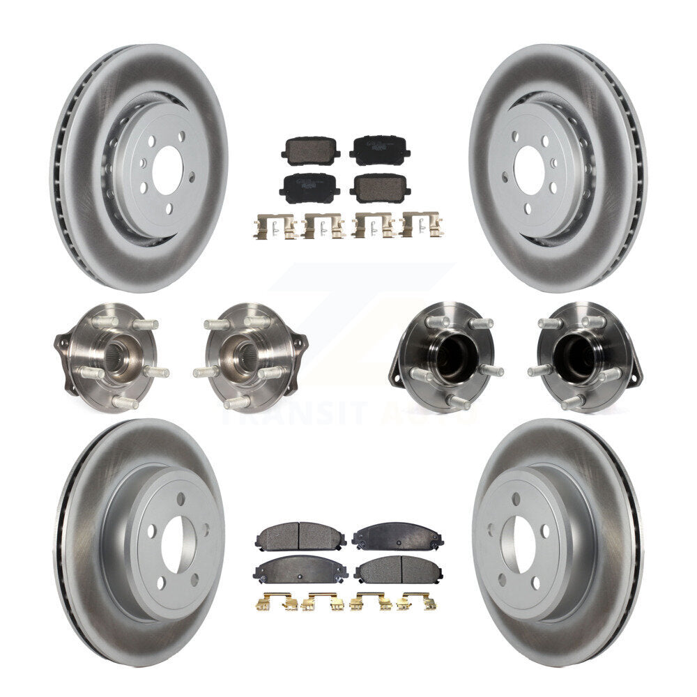 Hub Bearing Coated Disc Brake Rotor Pads Front Rear Kit (10Pc) For Dodge Charger