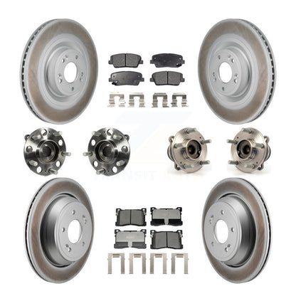 Hub Bearing Coated Brake Rotor Pad Front Rear Kit (10Pc) For 12-16 Hyundai Equus