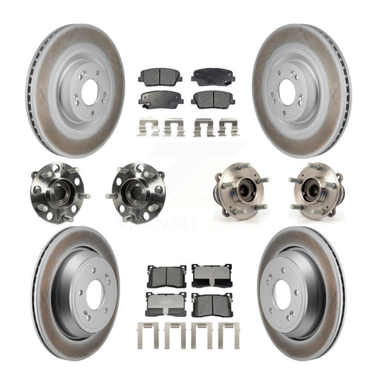 Hub Bearing Coated Brake Rotor Pad Front Rear Kit (10Pc) For 12-16 Hyundai Equus